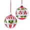 4-Inch Glass Peppermint and Holly Christmas Ball Ornaments - Set of 2